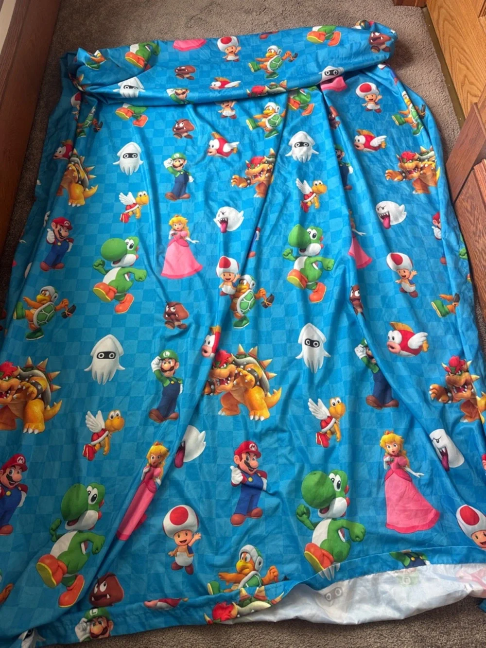 Super Mario & Sonic Characters Blue Flat Twin Bed Sheet Graphic Print Gamer